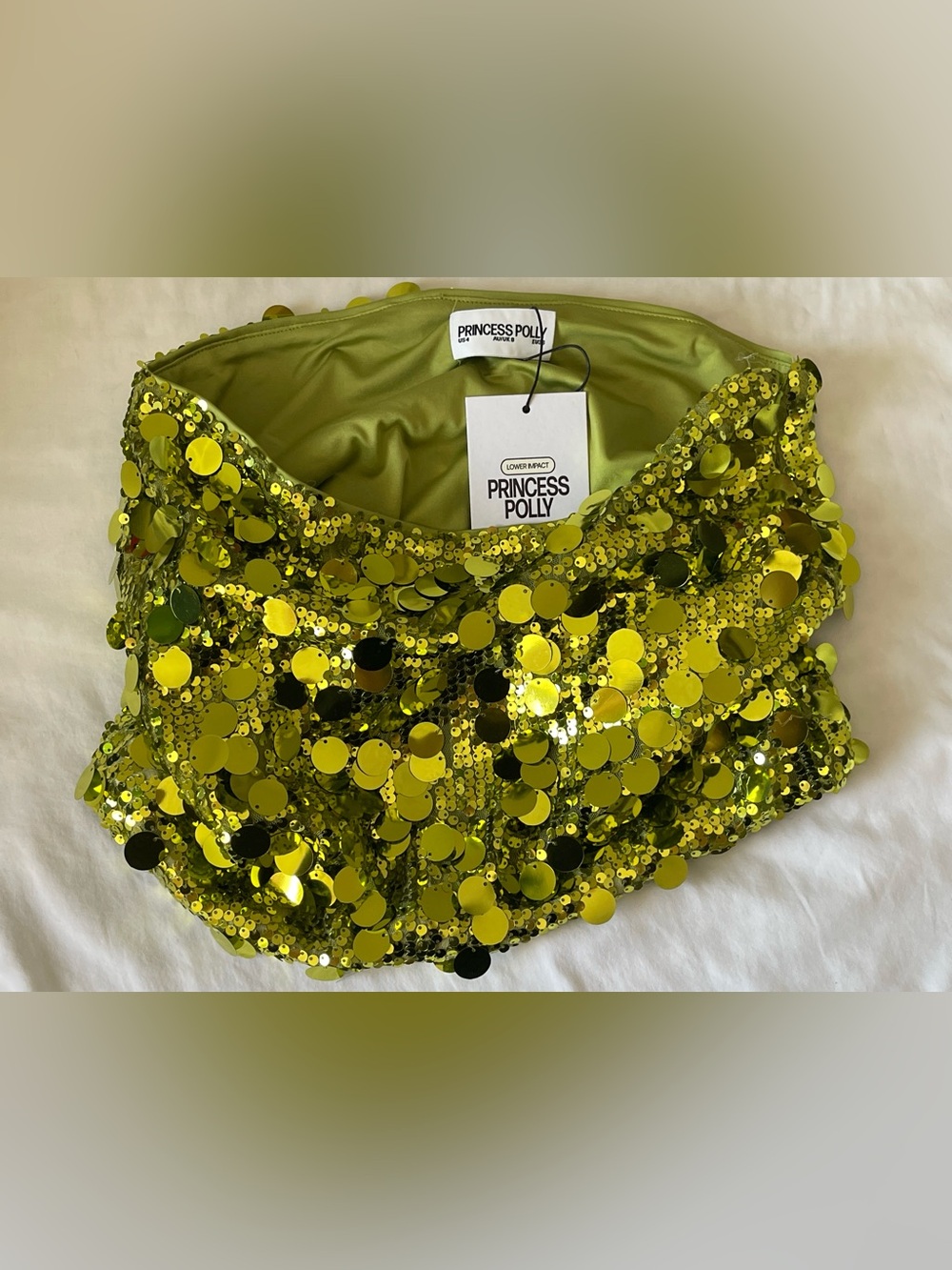 Princess Polly Lime Green Sequin Mini Skirt